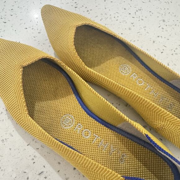 Rothys The Point Ballet Flats In Yellow Size 8 Comfort Work Shoe - Picture 6 of 6